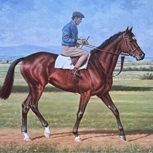 Richard Stone Reeves print book page Nijinsky thoroughbred horse racing art vtg